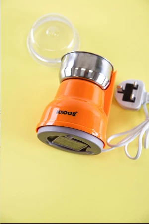 مطحنة قهوة لون برتقالي بوعاء و شفرات من الفولاذ المقاوم للصدأ