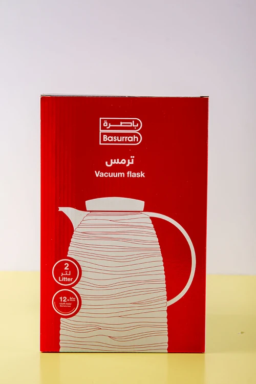 ترمس قهوة أو شاي لون أسود مموج حافظ للحرارة بسعة 2 لتر