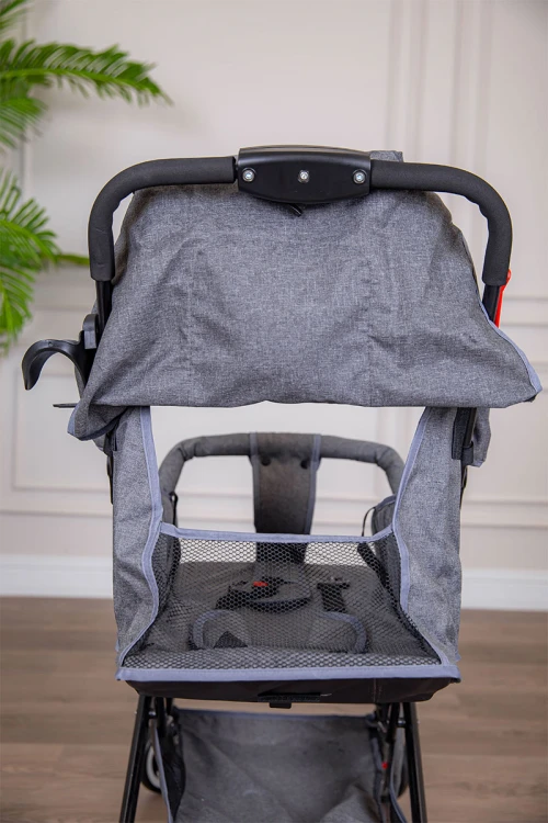 عربة أطفال خفيفة الوزن لون رمادي قابلة للطي و التعديل مع سلة تخزين مريحة