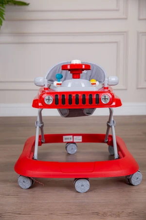 مشاية أطفال متعددة الألوان على شكل سيارة قابلة للطي و مضادة للإنزلاق مع لوح ألعاب 