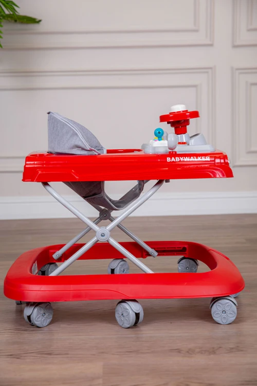 مشاية أطفال متعددة الألوان على شكل سيارة قابلة للطي و مضادة للإنزلاق مع لوح ألعاب