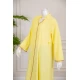 جلابية نسائية لون أصفر بتطريز ذهبي ياقة عالية مع قصة سبعة ذو أكمام طويلة