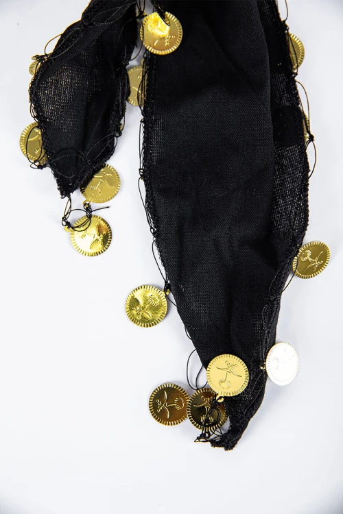 حزام أو ربطة شعر تراثية لون أسود مزينة بجنيهات ذهبية