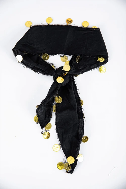 حزام أو ربطة شعر تراثية لون أسود مزينة بجنيهات ذهبية