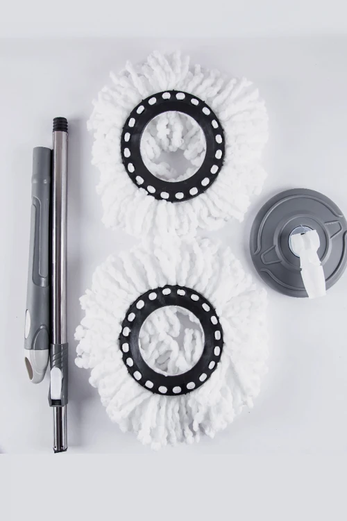 ممسحة أرضية مع دلو مقسّم لجزئين بدوران 360 درجة مع قطعة غيار