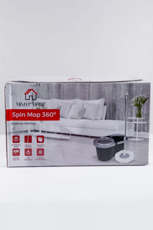 ممسحة أرضية مع دلو مقسّم لجزئين بدوران 360 درجة مع قطعة غيار