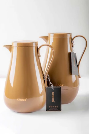 ترمس للقهوة و الشاي لون بيج غامق بسعة 1 لتر حافظ للحرارة 