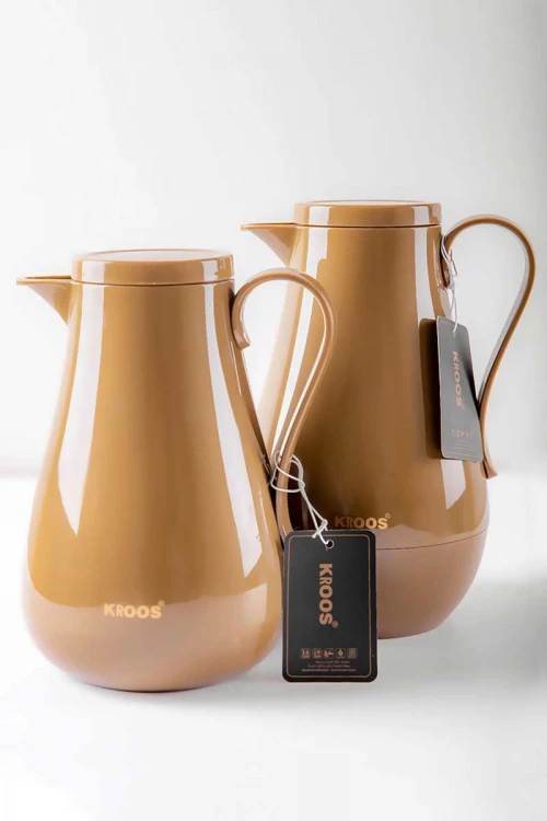 ترمس للقهوة و الشاي لون بيج غامق بسعة 1 لتر حافظ للحرارة