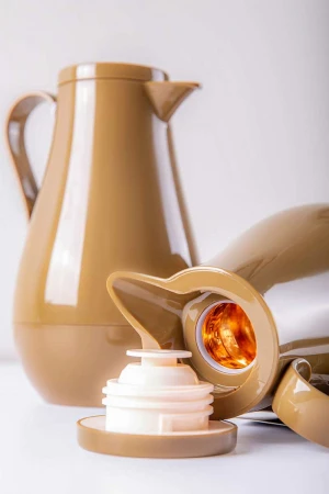 ترمس للقهوة و الشاي لون بيج غامق بسعة 1 لتر حافظ للحرارة 