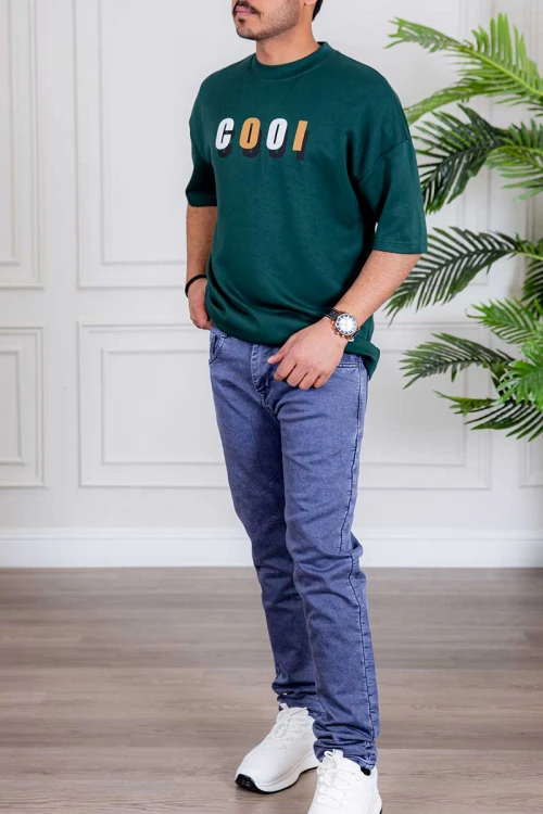 بنطلون رجالي جينز لون أزرق بجيوب من الجانبين و الخلف