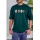 تيشيرت رجالي لون أخضر غامق بكتابات من الأمام
