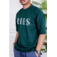 تيشيرت رجالي لون أخضر غامق بكتابات من الأمام
