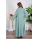 جلابية نسائية قطعتين لون تركواز فاتح بتطريز ذهبي من الأكمام و الأمام