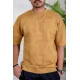 تيشيرت رجالي لون أصفر بياقة دائرية