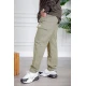 بنطلون رجالي لون أخضر فاتح بجيوب من الجانبين و الخلف و برباط في الخصر و زم أسفل البنطلون