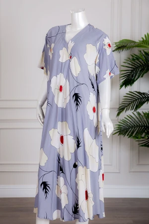 قميص نسائي متعدد الألوان مزين بطبعات من الورود بياقة سبعة و أكمام قصيرة 