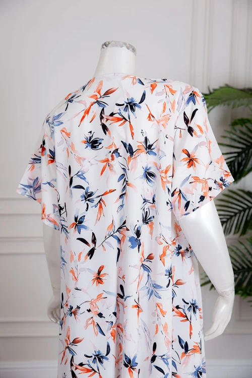 جلابية نسائية متعددة الألوان بياقة سبعة و أكمام قصيرة