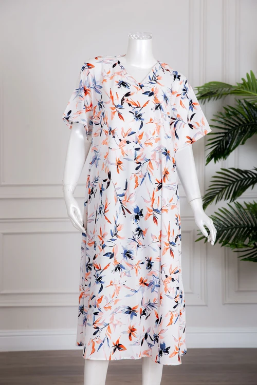 جلابية نسائية متعددة الألوان بياقة سبعة و أكمام قصيرة