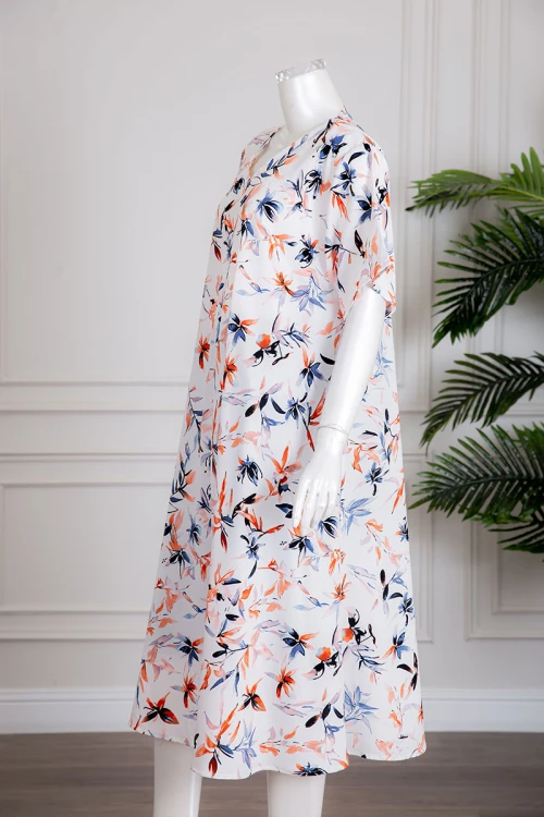 جلابية نسائية متعددة الألوان بياقة سبعة و أكمام قصيرة