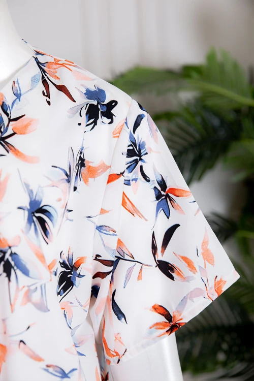 جلابية نسائية متعددة الألوان بياقة سبعة و أكمام قصيرة