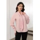 بلوزة نسائية لون وردي بربطة عنق و أكمام طويلة