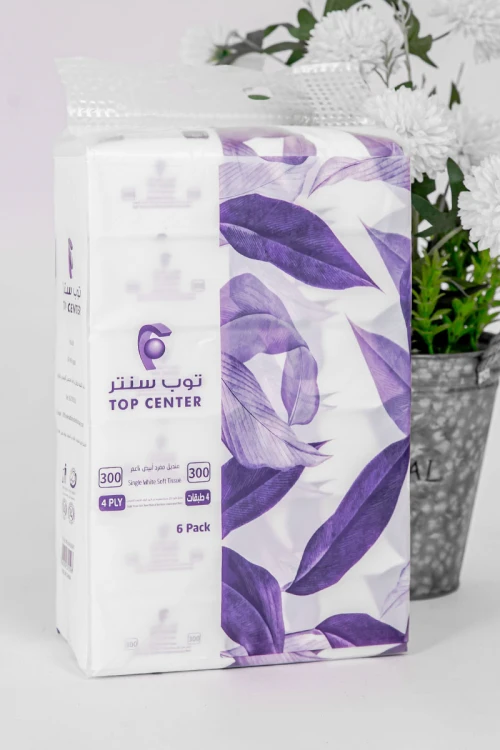 مناديل توب سنتر أبيض ناعم 6 علب 300 منديل مفرد