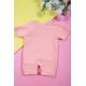 بربتوز بناتي أطفال لون وردي مزين برسومات من الأمام ذو أكمام قصيرة و أزرار من الكتف و الأسفل