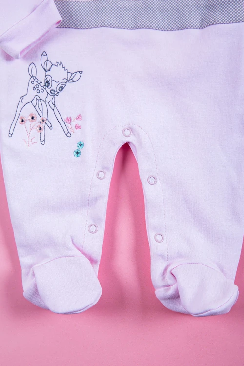 بربتوز بناتي أطفال لون وردي مزين برسومات من الأمام ذو أكمام طويلة و أزرار من الأمام و الأسفل