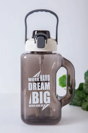 زمزمية مدرسية متعددة الألوان مزينة بكتابات من الأمام مشروب بارد بلاستيك شفاف