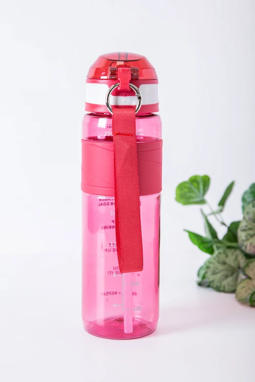 زمزمية مدرسية متعددة الألوان مزينة بكتابات من الأمام مشروب بارد بلاستيك شفاف