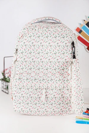 شنطة ظهر مدرسية بناتي مشجرة بجيوب متعددة مع مقلمة 