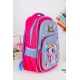 شنطة ظهر مدرسية بناتي لون وردي مزينة بشخصية يونيكورن كرتونية و بجيوب متعددة