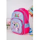 شنطة ظهر مدرسية بناتي لون وردي مزينة بشخصية يونيكورن كرتونية و بجيوب متعددة