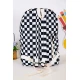 شنطة ظهر مدرسية لون أبيض و أسود مربعات و بجيوب متعددة