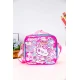 شنطة طعام بناتي مزيج من اللون الوردي الفاتح و الغامق مزينة بشخصية لولو كاتي الكرتونية