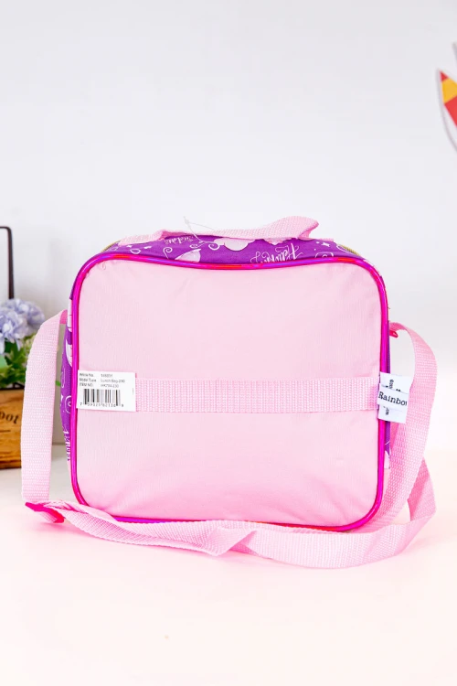 شنطة طعام بناتي مزيج من اللون الوردي و الموف مزينة بشخصية لولو كاتي الكرتونية