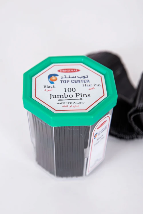 علبة دبابيس شعر لون أسود 100 حبة حجم كبير