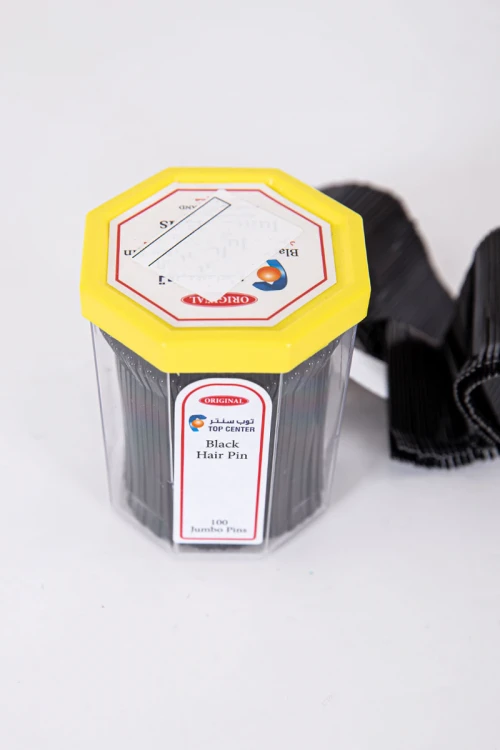 علبة دبابيس شعر لون أسود 100 حبة حجم كبير