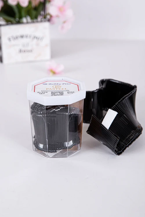 علبة دبابيس شعر لون أسود 180 حبة حجم متوسط