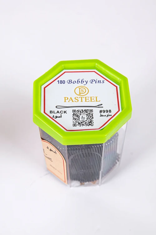 علبة دبابيس شعر لون أسود 180 حبة حجم متوسط