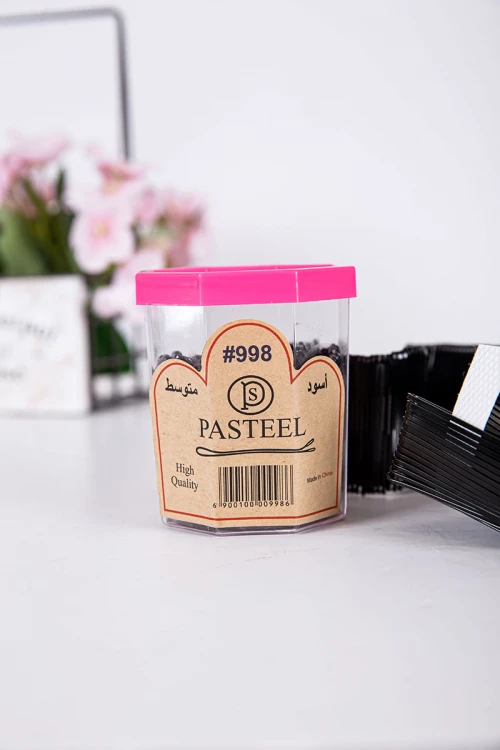 علبة دبابيس شعر لون أسود 180 حبة حجم متوسط