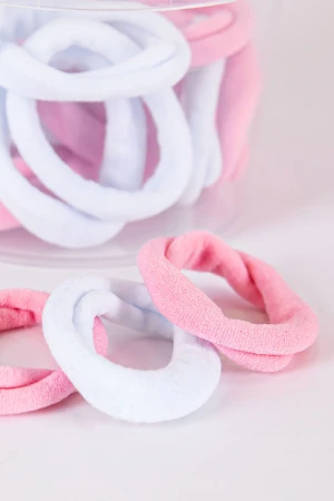 ربطات شعر قماشية لون وردي فاتح و أبيض