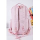 شنطة ظهر مدرسية بناتي لون وردي بجيوب متعددة مع محفظة دائرية