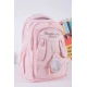 شنطة ظهر مدرسية بناتي لون وردي بجيوب متعددة مع محفظة دائرية