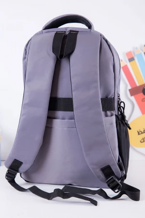 شنطة ظهر مدرسية ولادي لون رصاصي بجيوب متعددة