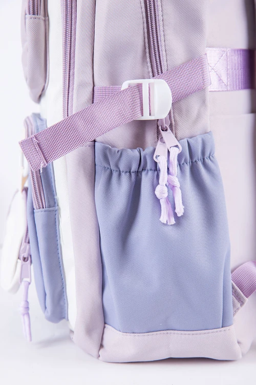 شنطة ظهر مدرسية متعددة الألوان بجيوب متعددة مع محفظة دائرية