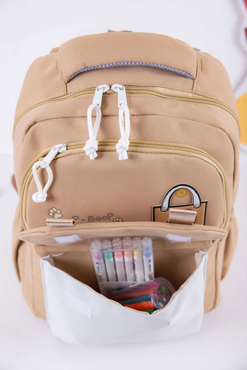 شنطة ظهر مدرسية متعددة الألوان بجيوب متعددة