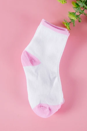 جوارب بناتي لون أبيض و وردي 3 حبات