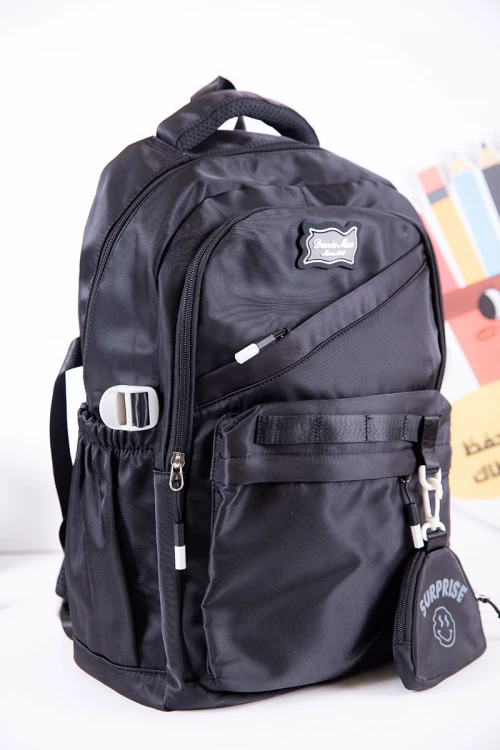 شنطة ظهر مدرسية متعددة الألوان بجيوب متعددة مع محفظة صغيرة