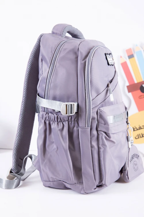 شنطة ظهر مدرسية متعددة الألوان بجيوب متعددة مع محفظة صغيرة